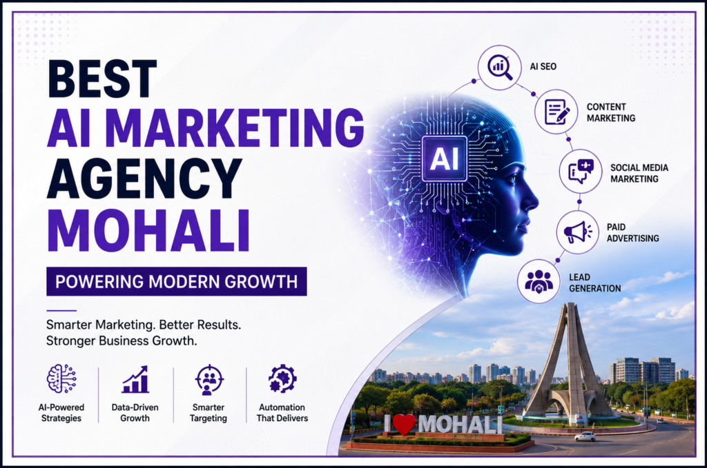 Best AI Marketing Agency Mohali powering modern growth with AI SEO, content marketing, social media, paid advertising, and lead generation.